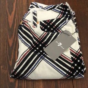 NWT 7 For All Mankind Plaid Velvet Pants